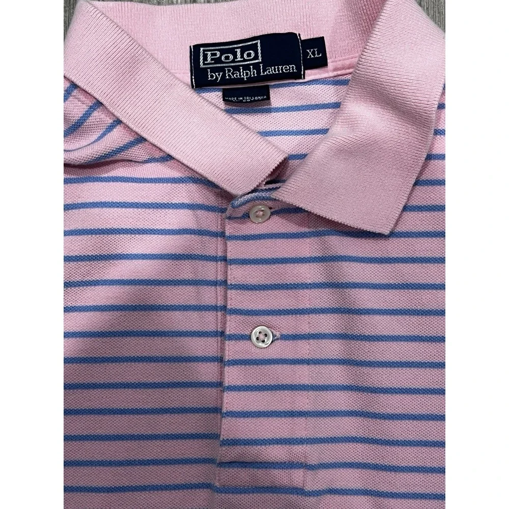 Ralph Lauren Mens Pink Blue Polo Shirt Green Pony Logo Americana Ivy league Y2K